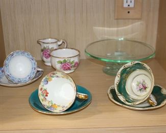 Tea Cups, Cream and Sugar, Pedestal Plate