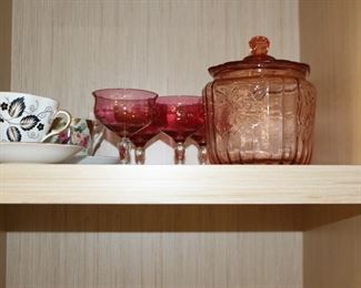 Biscuit Jar, Stemware, Tea Cups