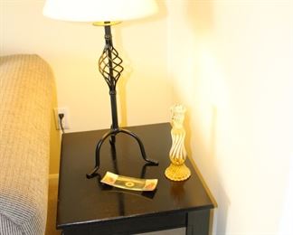 End Table and Lamp, Dish and Candle Holder