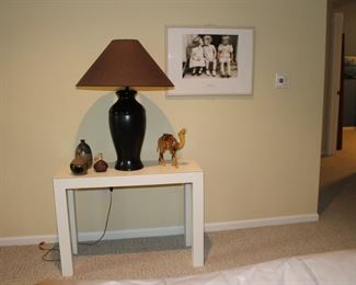Side Or Sofa Table, Potter, Lamp and Camel