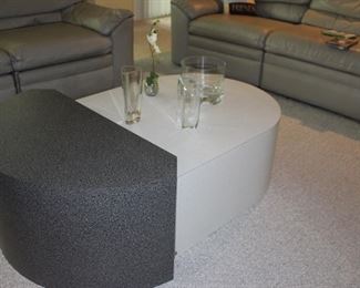 Modern Center Coffee Table with Storage, Vases, Glass Bowl