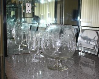 Etched Brandy Sniffer, Etched Stemware