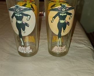 Vintage Pepsi Batgirl drinking glasses