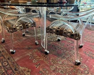 CHARLES HOLLIS LUCITE CHAIRS-SET OF 4
