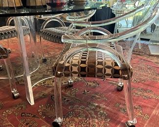 CHARLES HOLLIS JONES STYLE LUCITE CHAIRS
