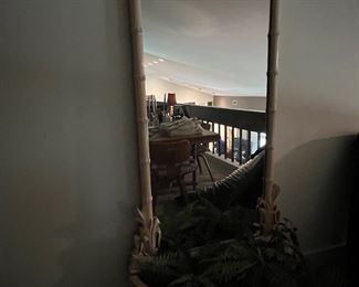 HOLLYWOOD REGENCY PINEAPPLE FAUX BAMBOO HALL MIRROR--GAMPEL STOLL