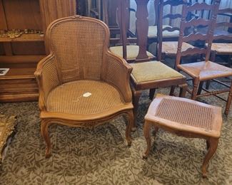 Antique Wicker Chair and side table