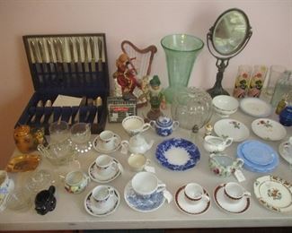 Flatware set and antique glassware