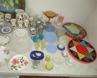 Glassware and vintage marble game