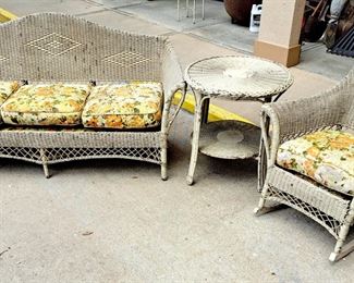Vintage 3 pcs. wicker set w/ original cushions