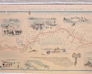 "Pony Express" route map