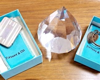 Tiffany and Co. sterling and glass paperweight