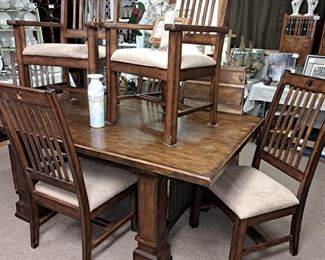 Matching Arts and Craft 7 pcs. Dining room table w/ 6  chairs and 1 leaf by A. R. T.  Furniture Co. just arrived