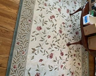#26	Sage Green/Cream/Rose Rug - Machine Made Tufted Rug - 66x102 as is stain on back 	 $75.00 			
