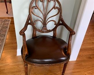 #28	Spider back  Side Chair w/leather & Nailhead Trim	 $100.00 			
