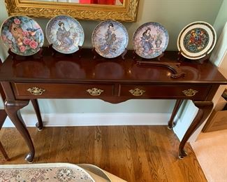 #30	Wood Entry Table w/2 drawers  - 48x14x30	 $125.00 			
