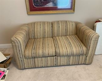#46	Loveseat Hide-a-Bed  - You Move  - Brown/Tan/Blue Loveseat 57" Wide  - You Move	 $45.00 			
