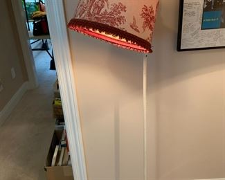 #50	Distressed Wrought Iron Floor Lamp w/toile Lampshade - 56" Tall	 $40.00 			
