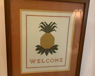 #60	Cross-stitched Pineapple Welcome Framed Art 19x21	 $25.00 			

