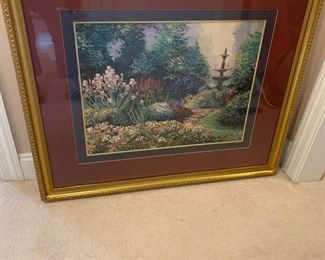 #61	Gold Framed Picture of Flower Garden w/Fountain - 38x33	 $75.00 			

