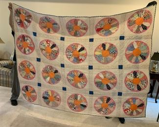 #77	Grandmothers Flower Garden - Hand-Quilted (no batting) few stains - 84x66	 $50.00 			
