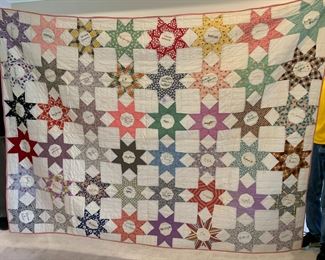 #79	Scrappy Friendship Quilt w/names (no batting) - 90x66	 $60.00 			
