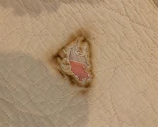 ##82	four pointed Star Scrappy Quilt - hand-quilted  - 76x60 - (hole on the back)	 $65.00 			
