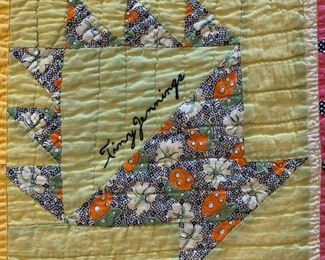 #84	Scrappy Flower Basket friendship Quilt - hand-quilted Quilt - 66x80	 $75.00 			
