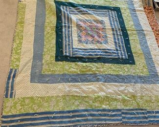 #85	Scrappy Square in a Square Hand-knotted Quilt (as is back stain & Tear)- 64x80	 $45.00 			
