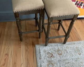 #115	Set pf 2 Barstools Tan w/nailhead Trim - 25" Tall	 $60.00 			
