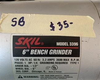 #132	skil 6 inch bench grinder model 3396	 $35.00 			
