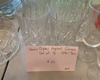 #155	Heavy Crystal Highball Glasses set of 8 5.75" Tall	 $24.00 			
