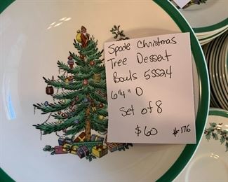 #176	Spode Christmas Tree Dessert Bowls 6.25"D  - set of 8	 $60.00 			
