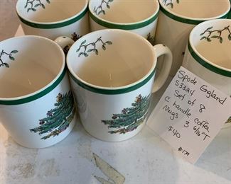 #179	Spode Christmas Tree c cup handle Coffee Mugs 3 6/16" Tall    set of 4	 $20.00 			
