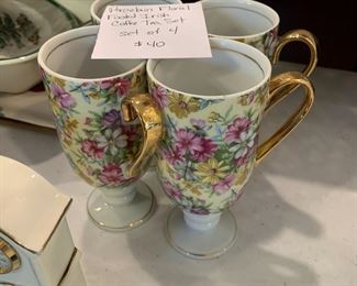 #185	Porcelain Floral Footed Irish Coffee Tea Set of 4 Mugs	 $40.00 			
