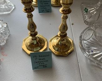 #202	Vtg. Baldwin 7" Brass Candlesticks 1 pair Hexagon Base	 $25.00 			
