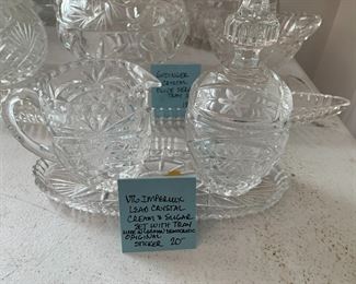#204	Vtg, Imperialux Lead Crystal Cream & Sugar Set w/Tray Made in German Democratic - Original Sticker	 $20.00 			
