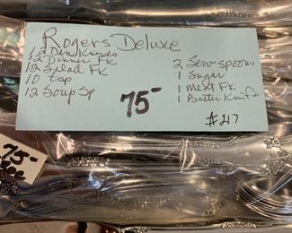 #217	Rogers Deluxe - mixed set for 12 (missing a couple pcs.)	 $75.00 			
