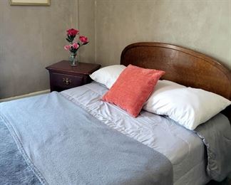 Vintage Wood Bed, Side Table & Floral Still Life - bedding also available