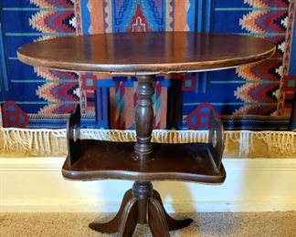Unique Vintage Oval  Magazine Rack Table & Tapestry