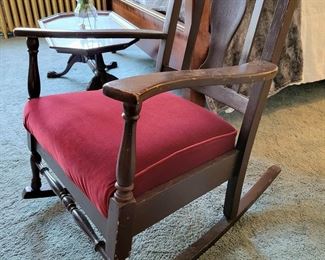 Vintage Rocker with Red Velvet Seat - (bed & small table not available)