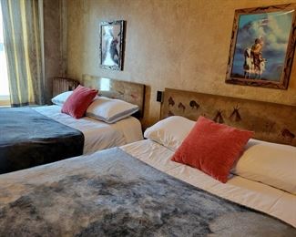 Mid-Century Native American Wall-Mount Headboards - very unusual & Vintage Art - bedding also available