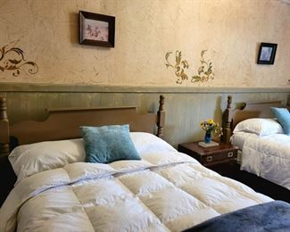 Vintage Painted Wood Matching Beds - bedding also available