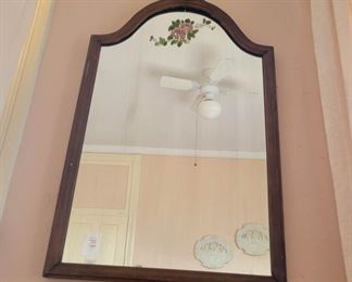 Antique Mirror with Hand Painted Flowers - sweet