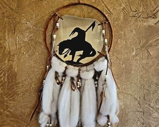 Vintage Native American Leather, Beads & Wool Piece