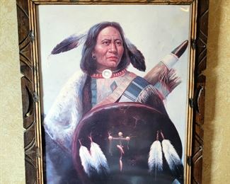Vintage Native American Chief Framed Art