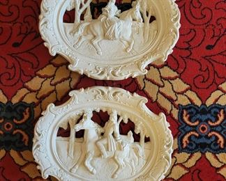 Vintage Plaster Wall Decor - pair