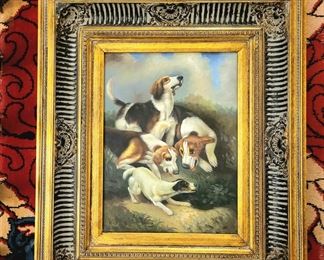 Vintage "Hunting Dogs' in Stunning Frame by British Artist Arthur Wardle