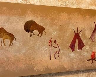 One-of-a-Kind Native American Print Headboard - 2 available