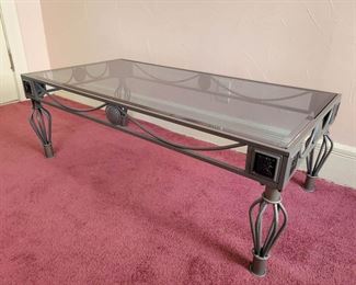 Newer Ornate Glass & Metal Coffee Table